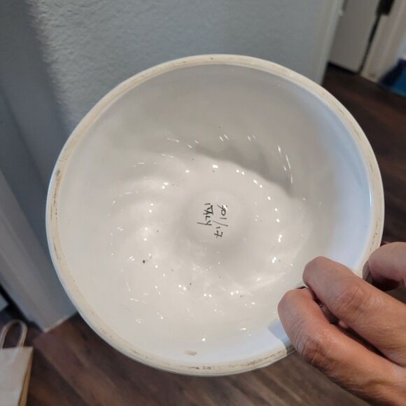 Vtg Ceramic Jello Bundt Mold White Pink Blue Green Hand Painted Italy Wall Decor - Picture 10 of 10